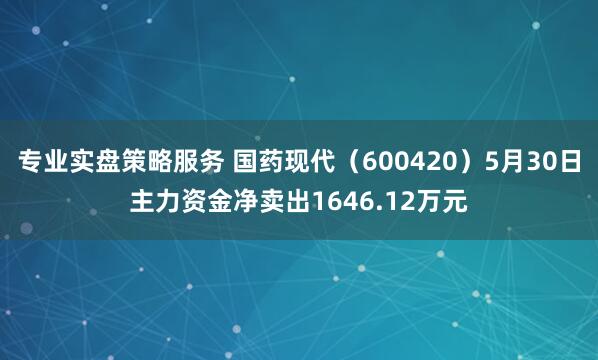 专业实盘策略服务 国药现代（600420）5月30日主力资金净卖出1646.12万元
